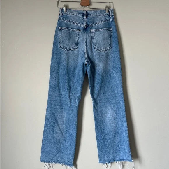 ZARA High-Rise Wide-Leg Jeans Vintage Wash Distressed Raw Hem Size 6 - Picture 7 of 11